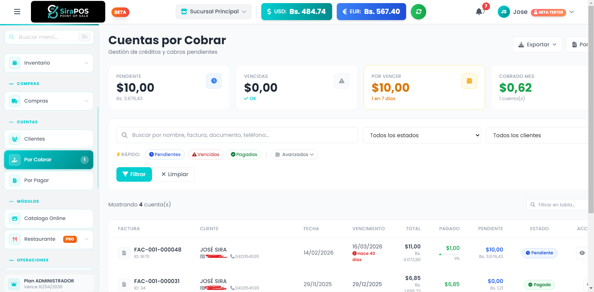Cuentas por Cobrar